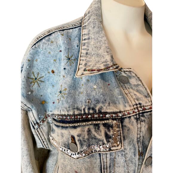 Vintage Jordache No Exit Hollywood Star Studded Denim Jacket Large Rare - Picture 6 of 16
